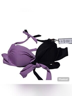 Retro Stage Tie-Front Bikini Top Goth Beach Retro 1950's Swimwear Resoertwear